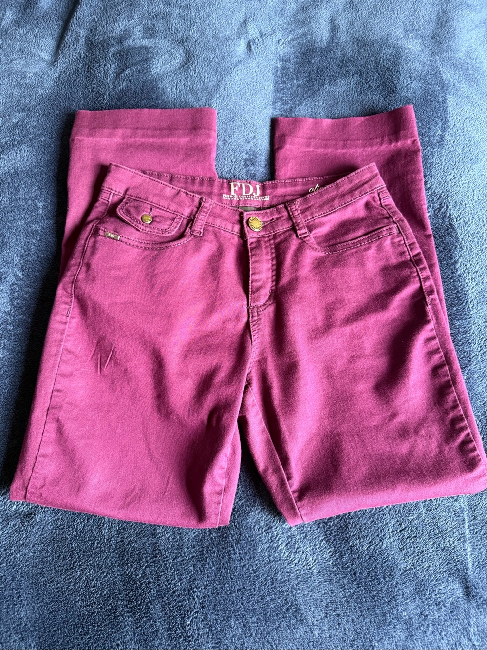 FDJ Stretch Boot Cut Jeans in Deep Magenta